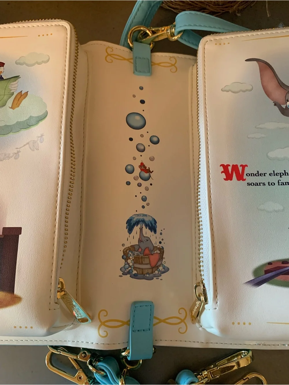 DISNEY, NEW NEVER CARRIED, Dumbo Storybook convertible crossbody or backpack. - Picture 10 of 13